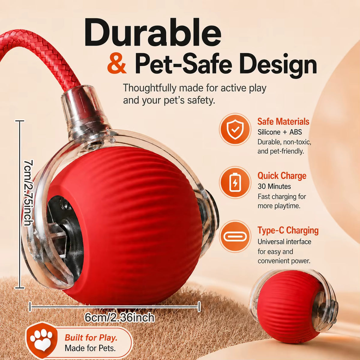 New Cat Interactive Ball Toy Automatic Rolling Cat Ball Rechargeable Smart Kitten Interactive Toy Intelligent Balls Toy for Cat